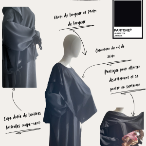 Alternative view of Cape Khadija Noir – Allaitement discret et confortable pour abaya